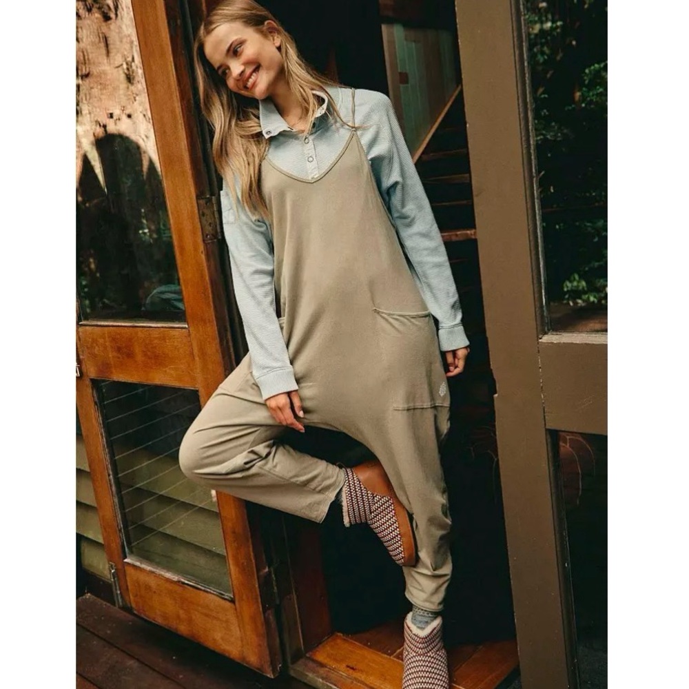 FP Movement by Free People Hot Shot Onesie Sage Stone Oversized Small NWT